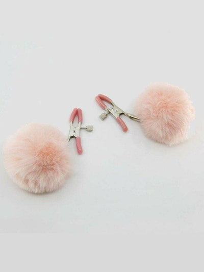 Love In Leather Pom Pom Nipple Clamps Pink - Passionzone Adult Store